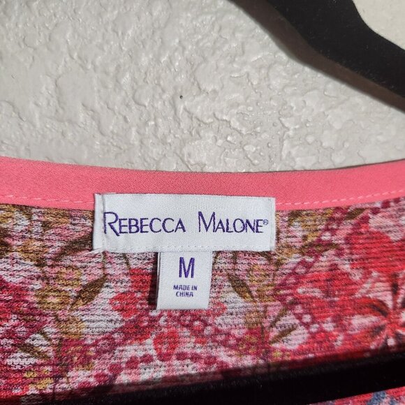 Rebecca Malone Blouse Womens Medium Floral Print Henley Neckline - Picture 2 of 13